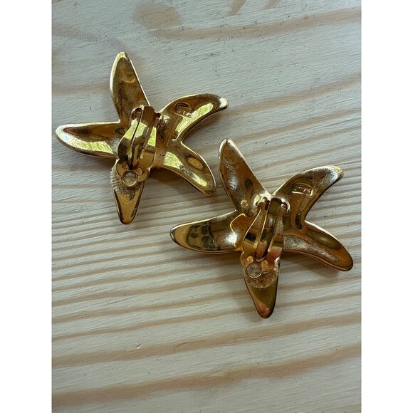 Vintage Signed SAL Swarovski Crystal Starfish Clip-on Earrings - Picture 6 of 6